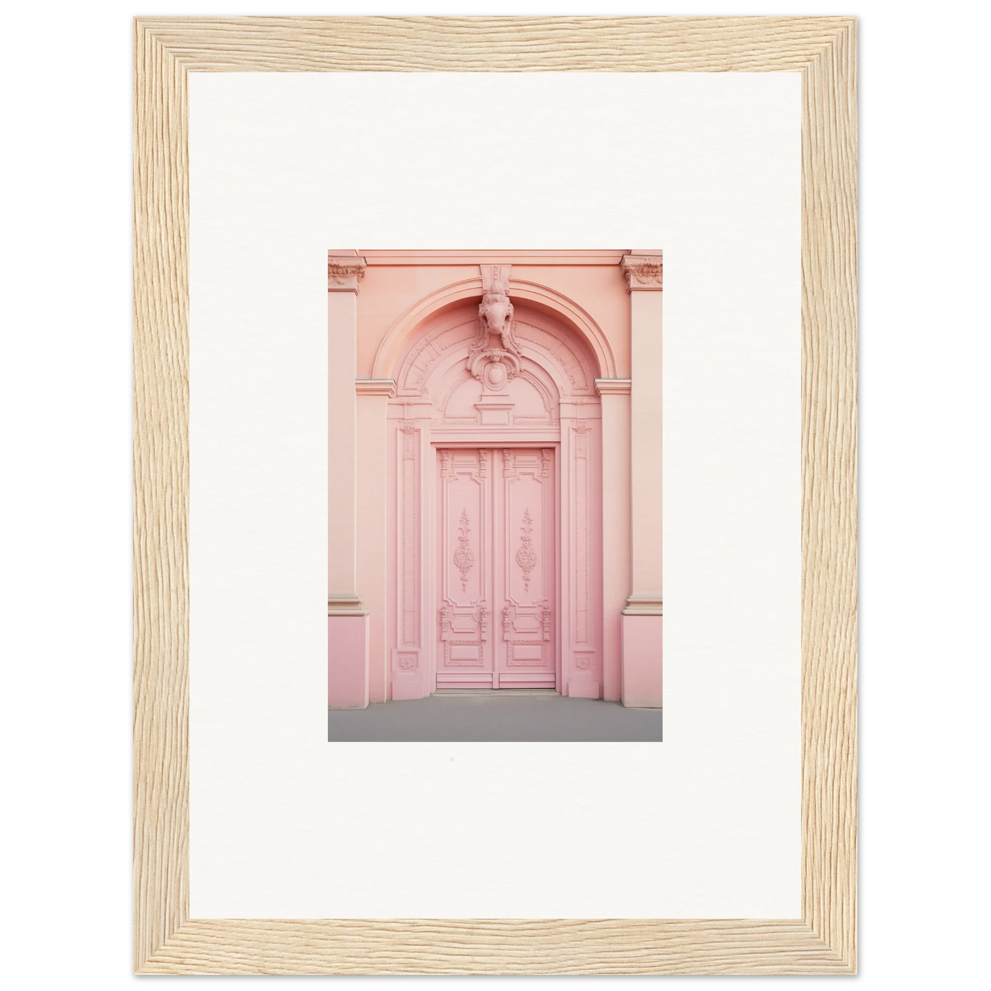 Ornate pink door with an arched frame from Porphyr Pink Processions special edition art™