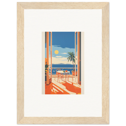 Framed poster of vintage seaside view for Tranquil Mirage Brunch special edition art™