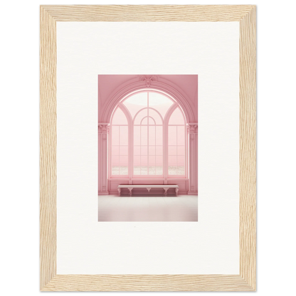 Arched pink window art with bench, perfect for Solitude’s Rosy Asana special edition