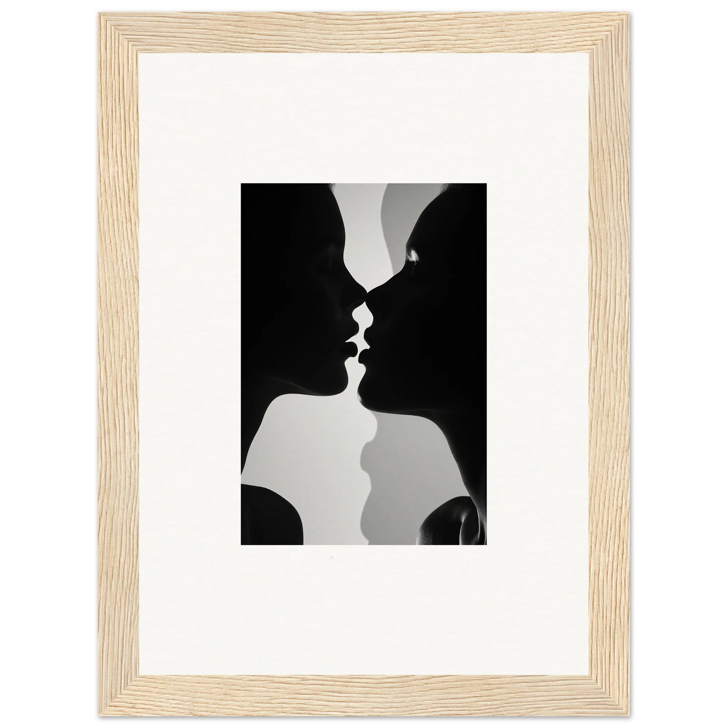 Black and white silhouettes of two profiles in an intimate moment for Nouveau Love Symphony