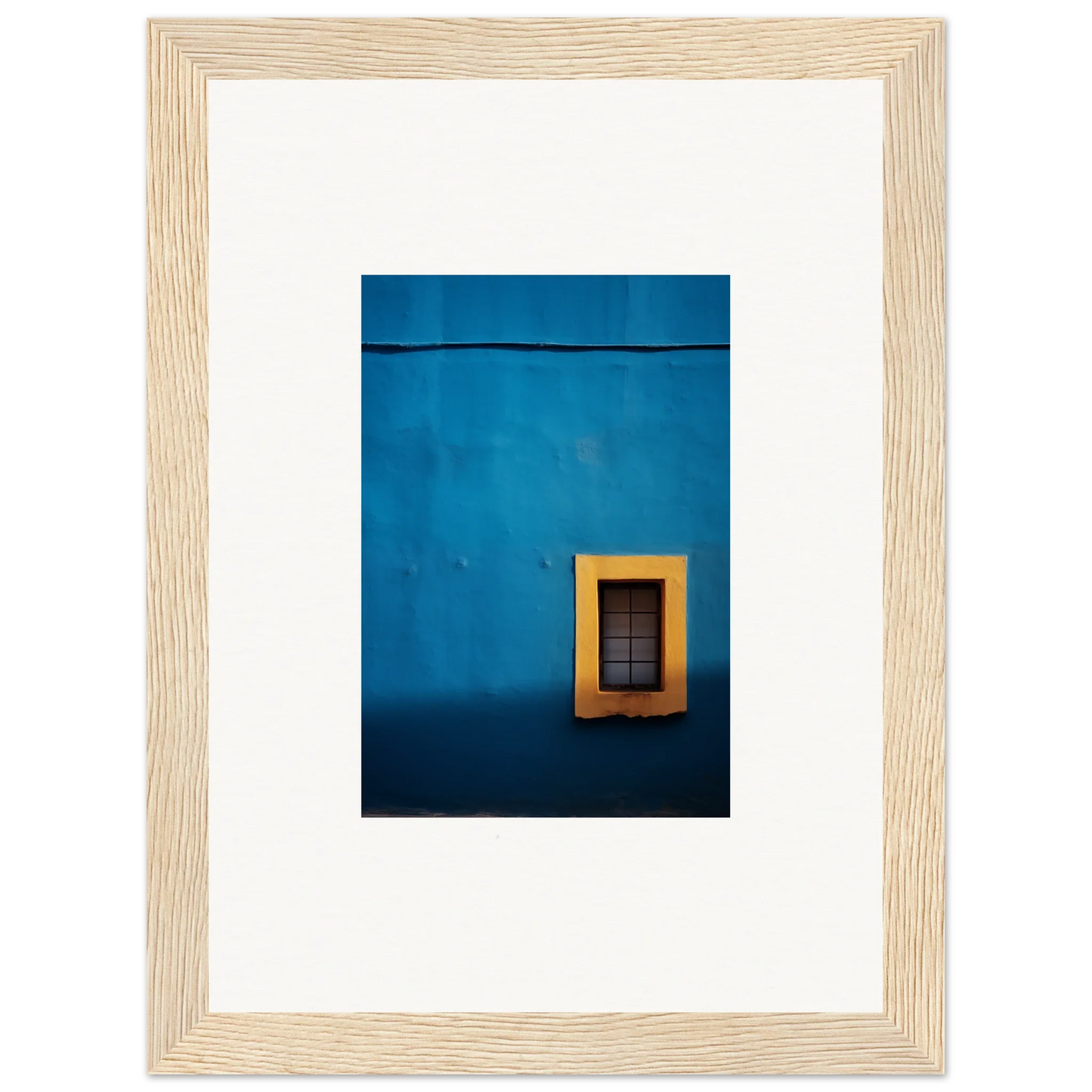 Yellow-framed window on a blue wall in Hypercolor Dreamscape Longitude design