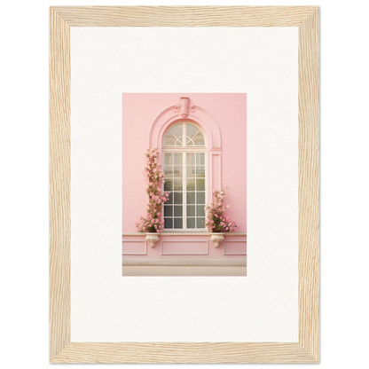 Arched pink window adorned with climbing flowers from Vitalose Rose Sonnet special edition art™