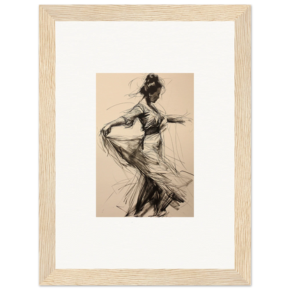 Charcoal sketch of a dancer in motion from the Ephemeral Motion Whispers art series