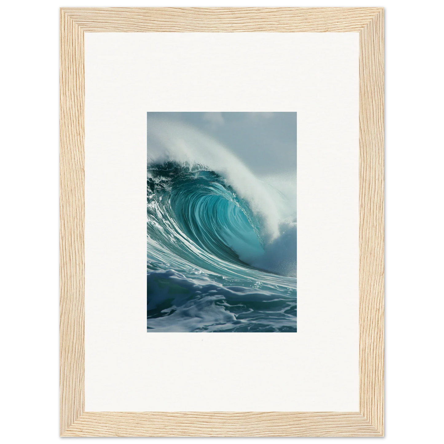 Powerful ocean wave curling in turquoise water, perfect for canvas print wall art