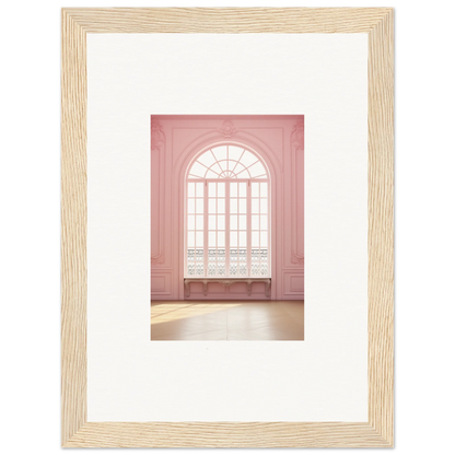 Framed wall art of an arched window with pink walls in Ether Balcon Evolvement