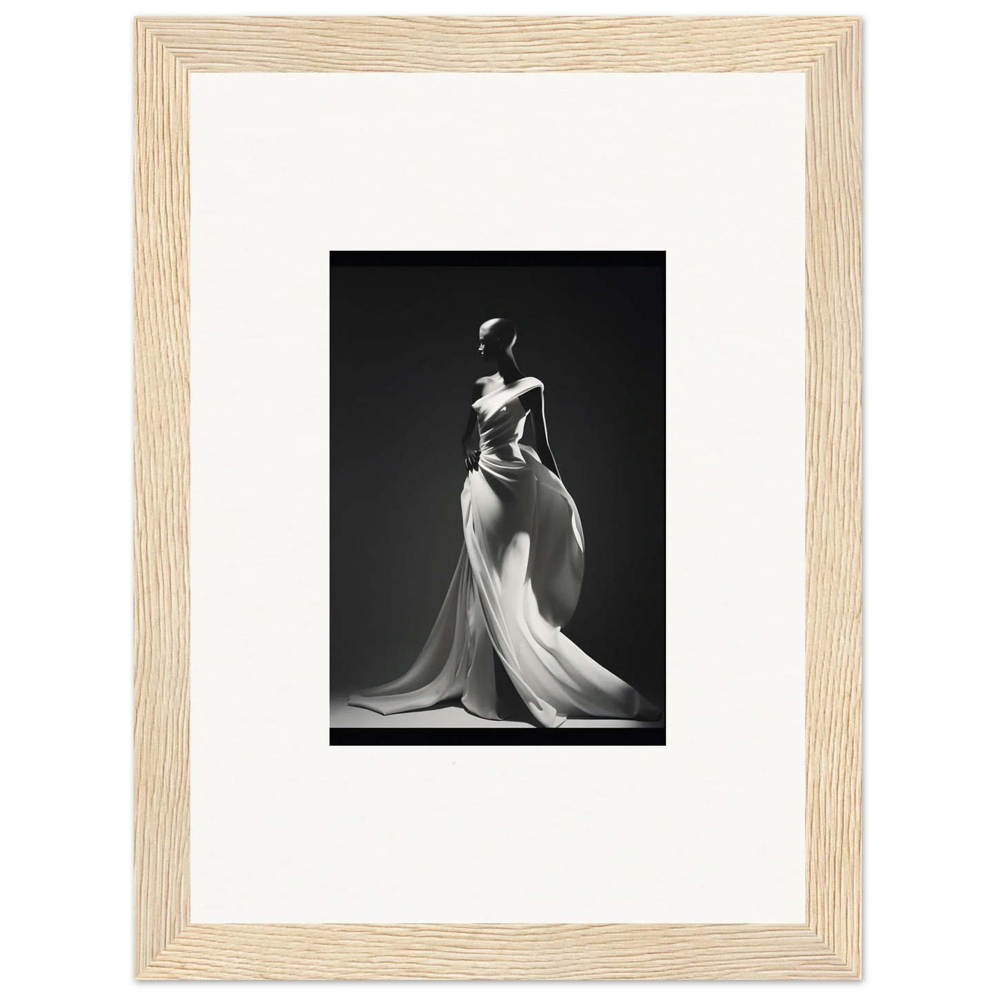 Elegant black and white figure in flowing evening gown for Gossamer Ivory Whispers art™