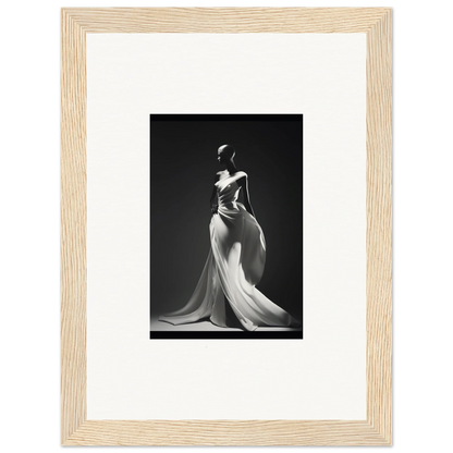 Elegant black and white figure in flowing evening gown for Gossamer Ivory Whispers art™