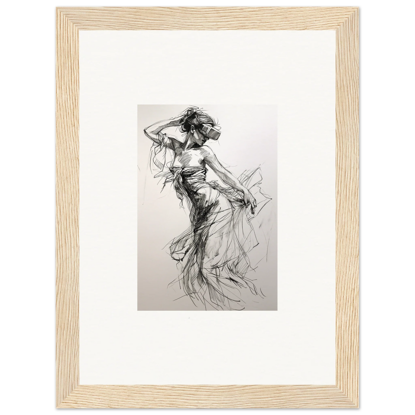 Black and white sketch of a dancer, celebrating Mystic Quantum Soliloquy art™