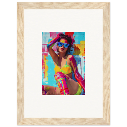 Colorful pop art woman in swimwear for stylish room decoration wall art canvas print