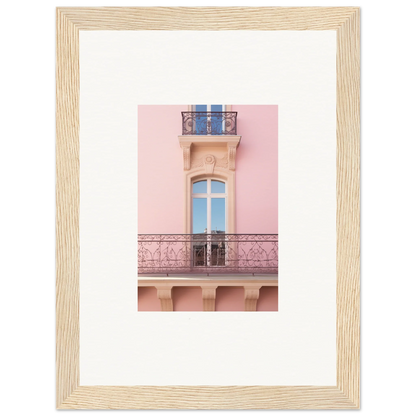 Ornate pink balcony with ironwork showcasing Dusky Dream Balustrade wall art