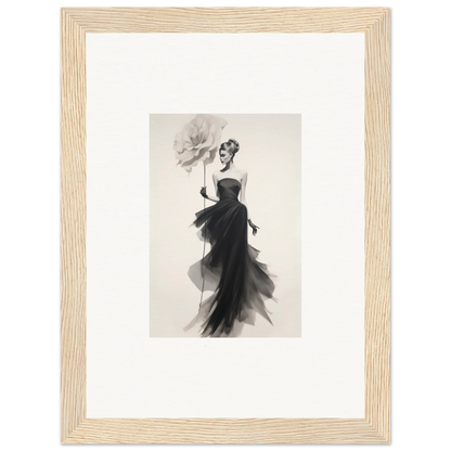 Elegant black and white fashion illustration of Opulent Reverie Lyrisans evening gown