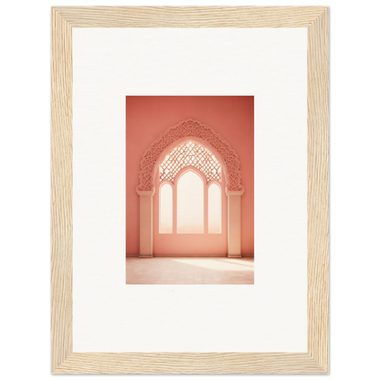 Ornate arched doorway with coral pink Islamic patterns in Versaille Sunset Reimagined art