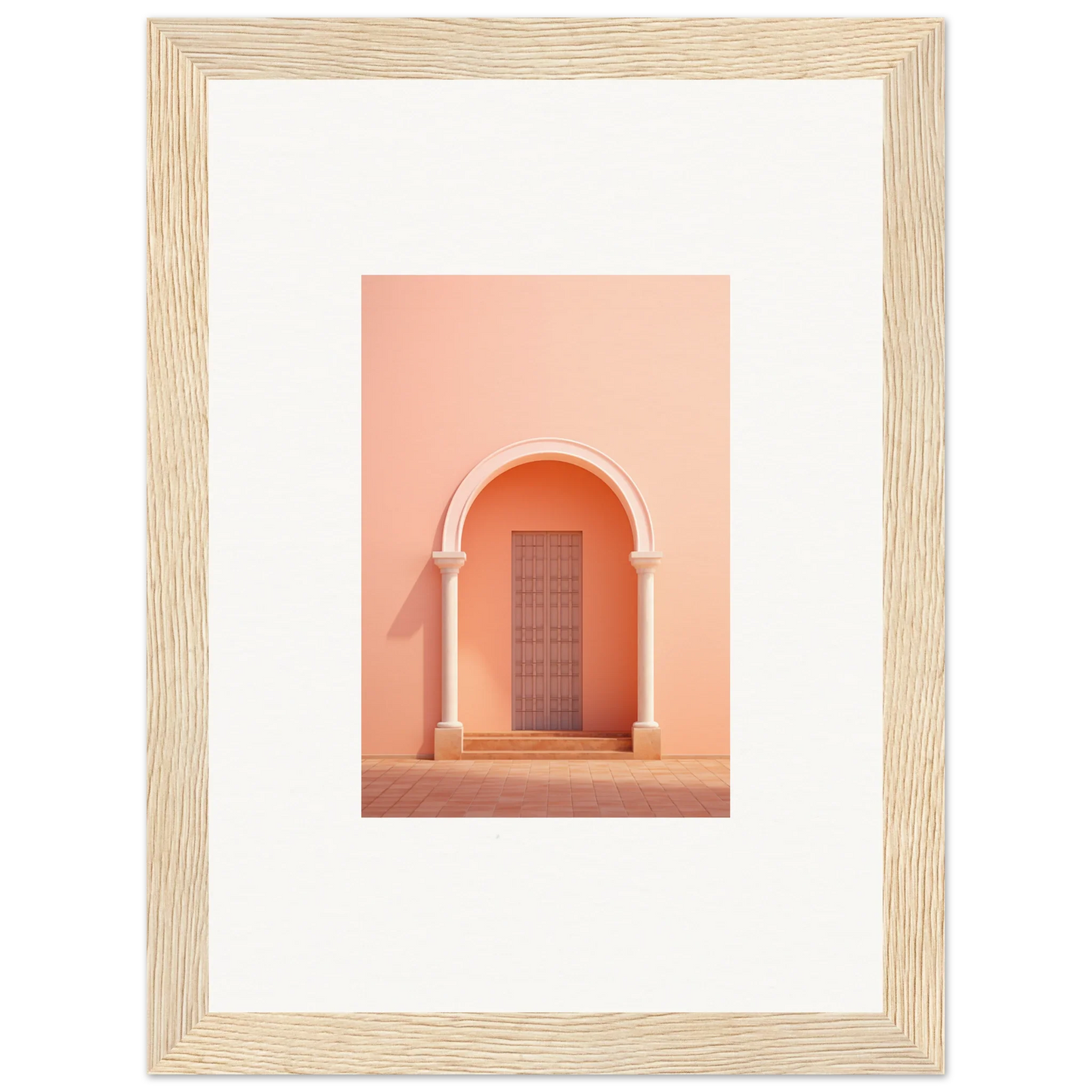 Arched doorway with peach walls and a wooden door from Psychedelic Arches Discussionale