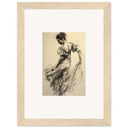 Sketch of a dancer in flowing dress for Shadow Waltz premium framed wall art