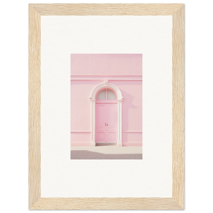 Pink door with white arched frame in Pearly Baccarat Dream framed wall art