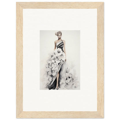 Fashion illustration of a one-shoulder gown, part of Dreamy Blossom Mirage special edition art™