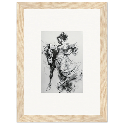 Black and white sketch of elegant figure on horse from Stardust Morph Whimsy art