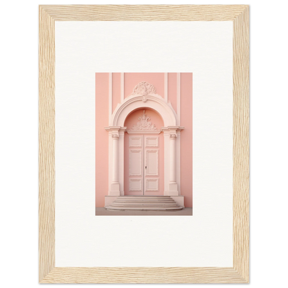 Elegant pink door with classical arch, part of the Petal Whispers Portal art collection