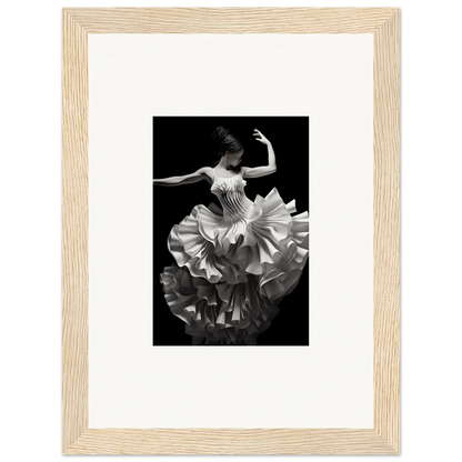 Flamenco dancer in a ruffled white dress for Tangled Luminous Laces framed poster