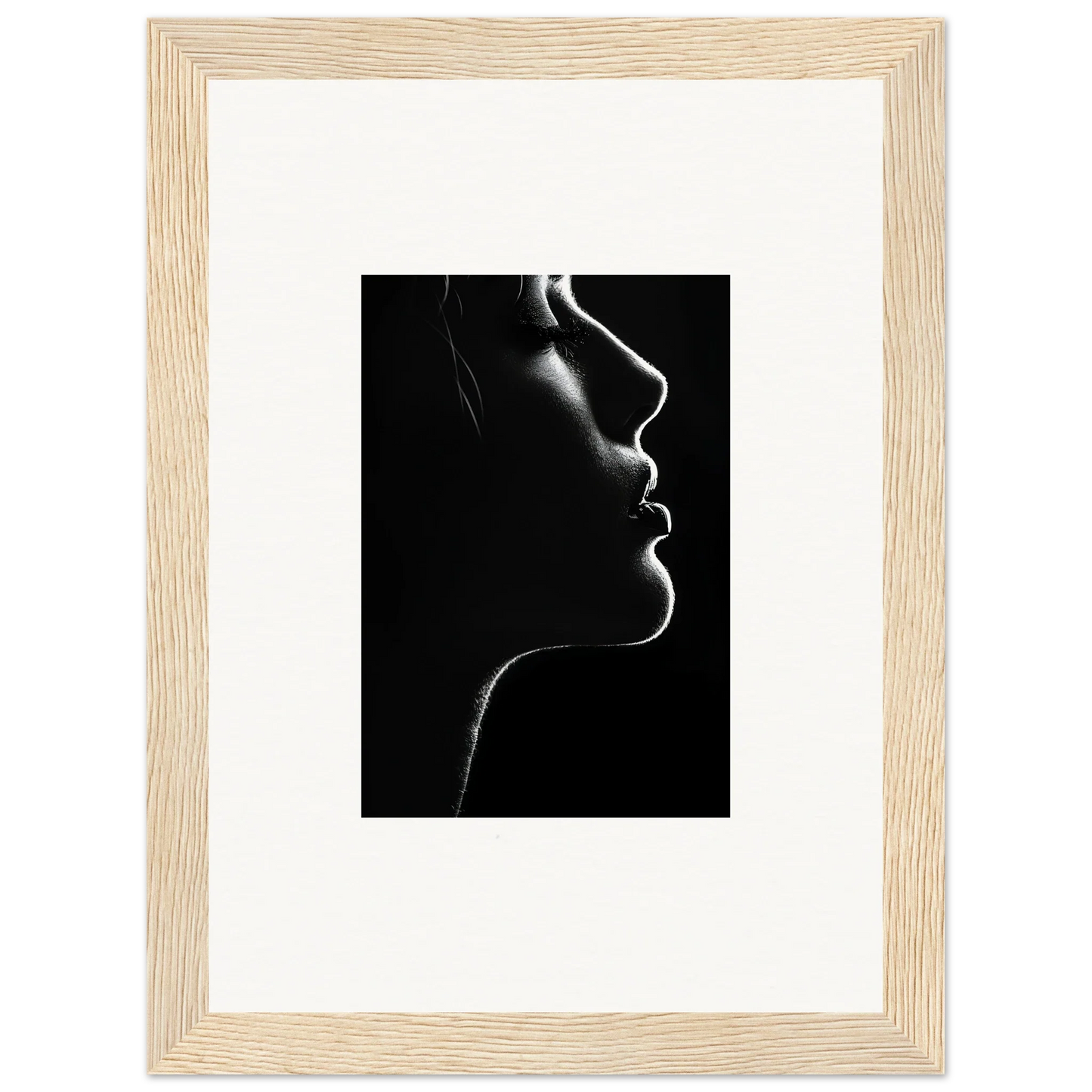 Black and white silhouette showcasing delicate features in Velvet Void Sensation art