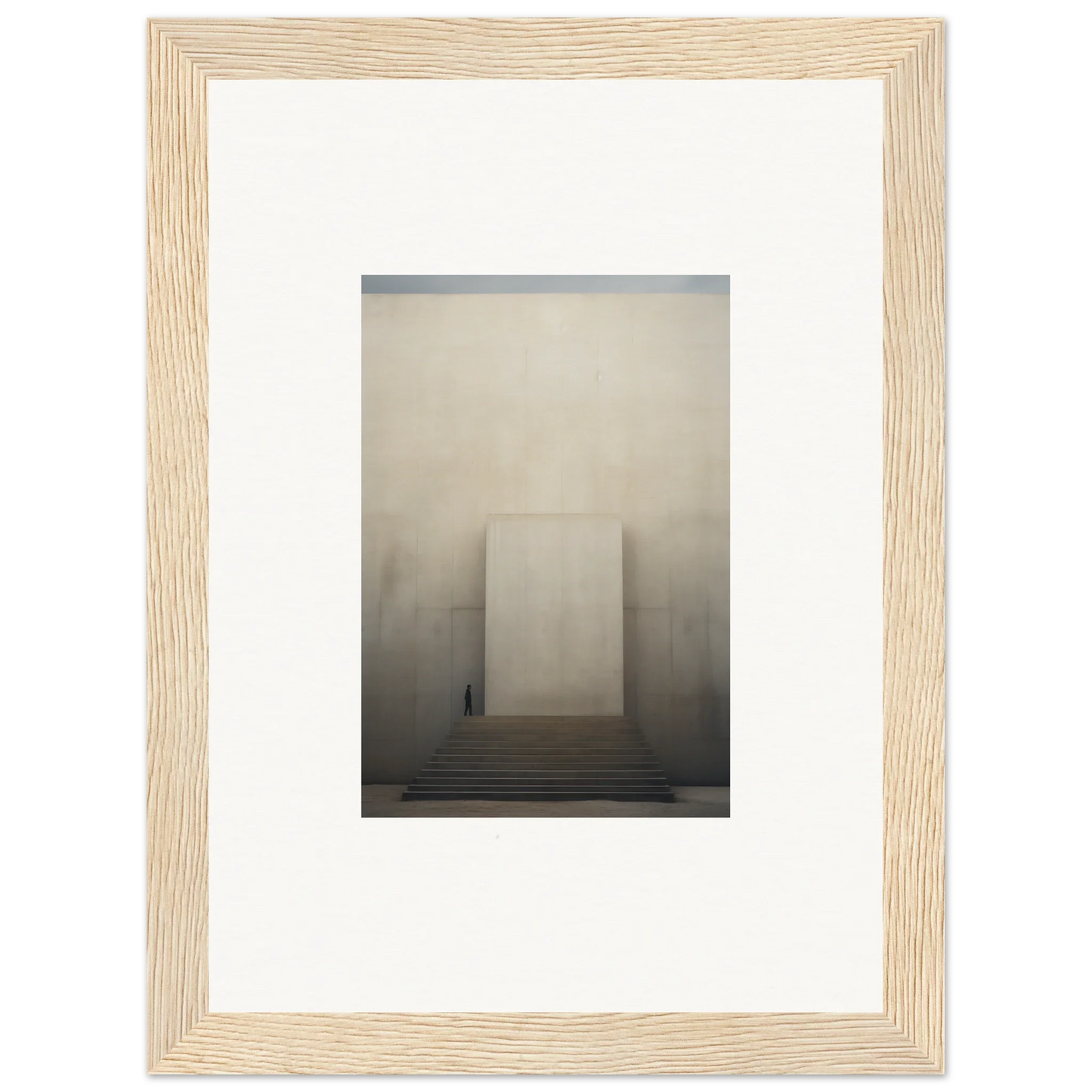 Framed black and white Portal Eventide Abstract with light wood and white matting