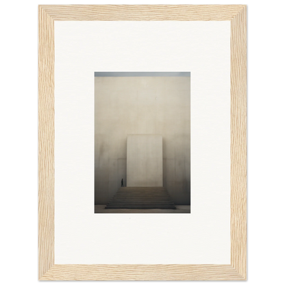 Framed black and white Portal Eventide Abstract with light wood and white matting