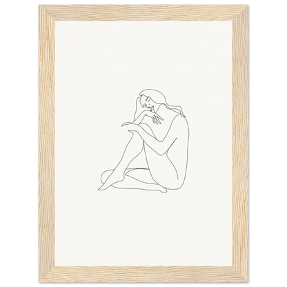 Simple line drawing of a seated nude figure for Mindful Dream Tangles framed wall art