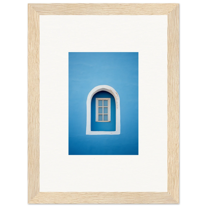 Arched window with white trim on blue walls from Whispers Sky Mosaic special edition art™