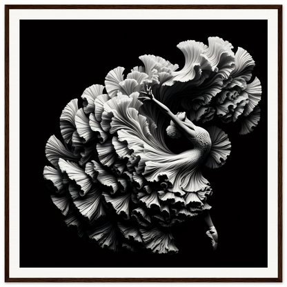 Ruffled black and white carnation in Alchemy in Motion framed poster, special edition art™