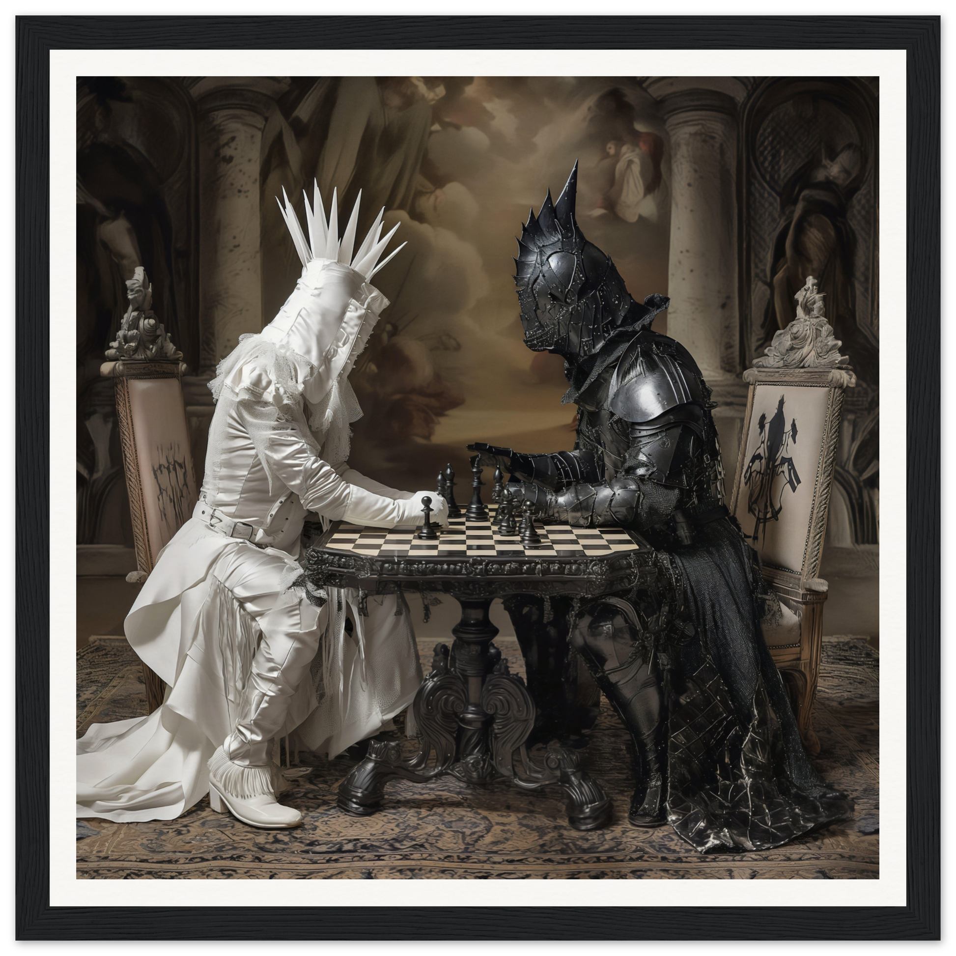 Two armored figures battling on a chessboard in Chess Diabolic Harmonies special edition art™