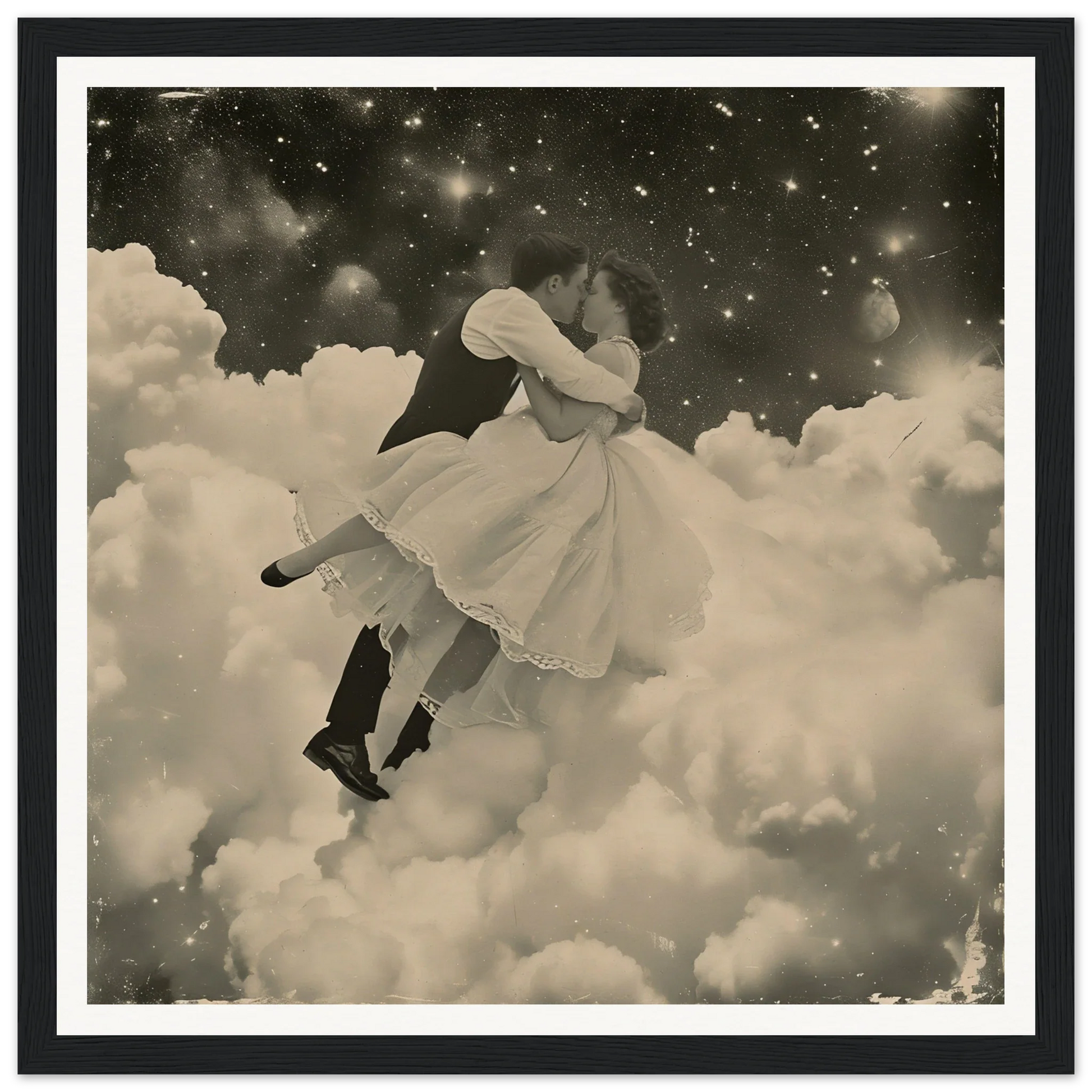 A figure in a white dress floating among clouds from the Eternal Cosmic Swoon special edition art™