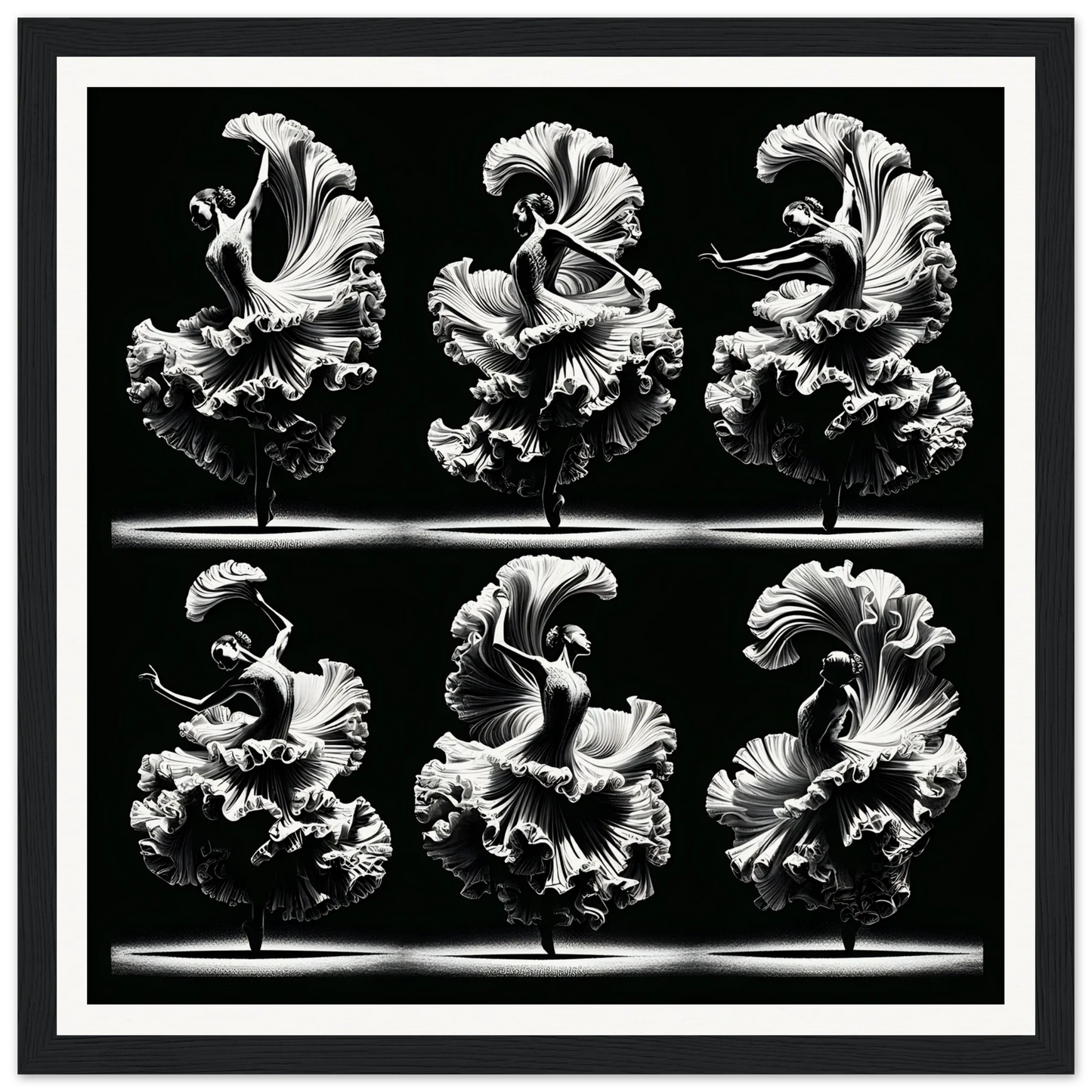 Six ruffled carnations in Ethereal Ballet Whirl framed poster special edition art™