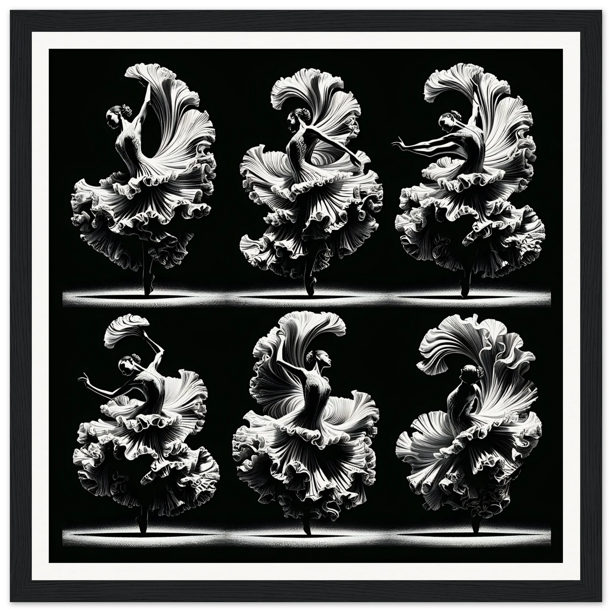 Six ruffled carnations in Ethereal Ballet Whirl framed poster special edition art™