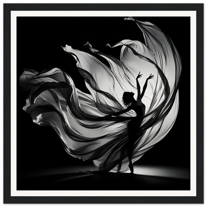 Silhouetted dancer in flowing fabric showcasing Ethereal Dance Reverie in motion