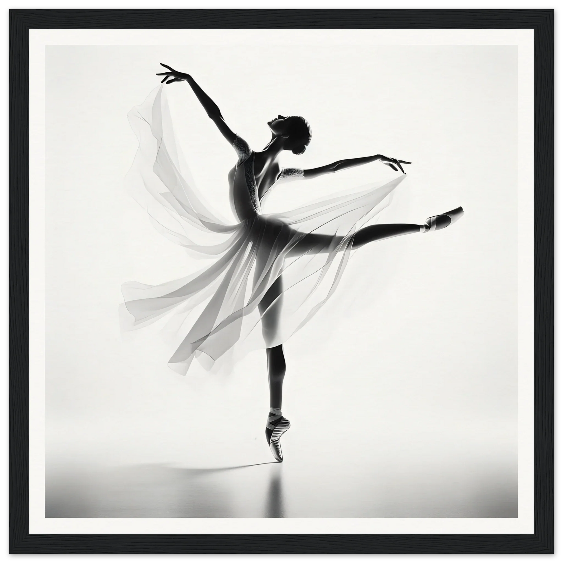 Graceful ballet dancer en pointe in flowing dress for Ethereal Grace’s Whisper art