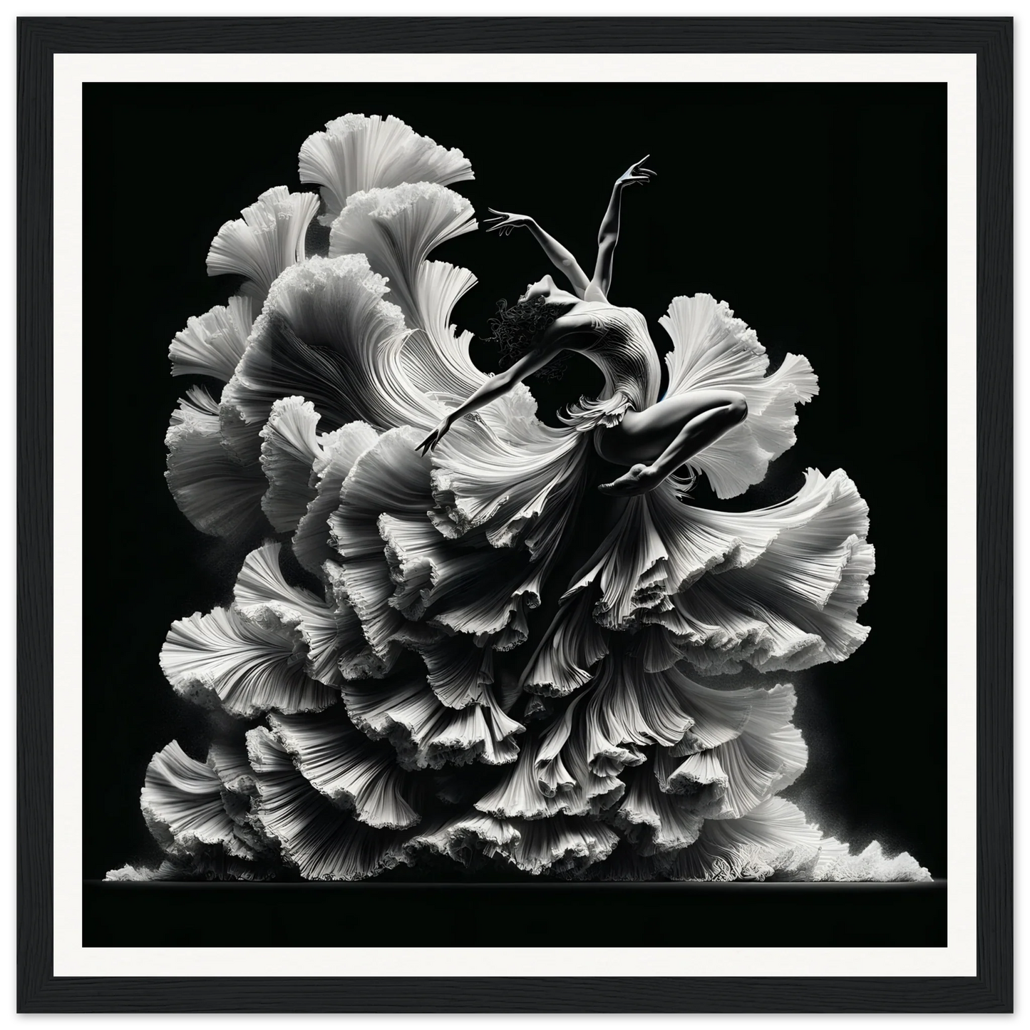 Delicate ruffled flower petals swirl in Ethereal Motion Reverie special edition art™