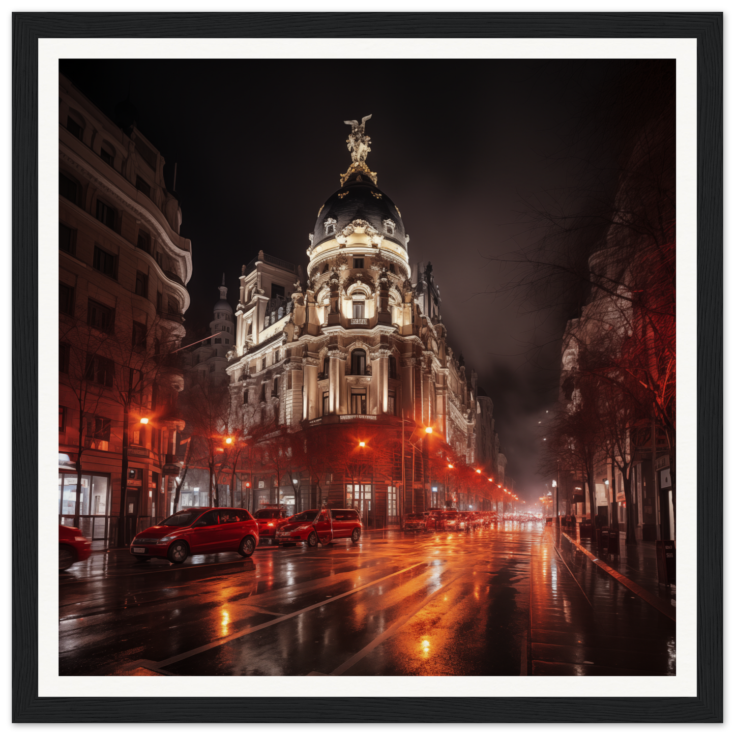 Ornate Metropolis building at night, perfect for Majestic Night Reverie art™ lovers