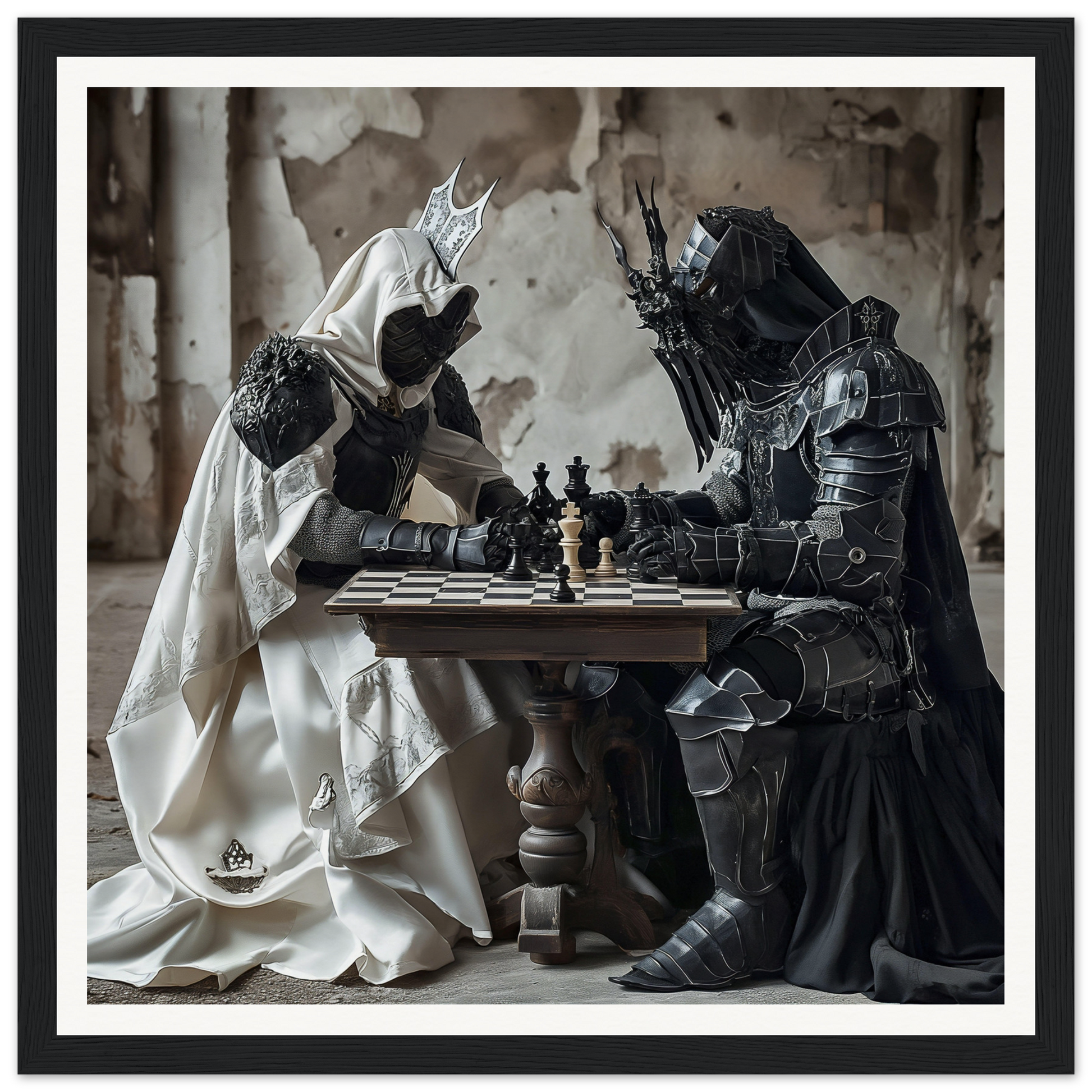 Armored figures enjoying chess in the Mind’s Naissance Battle special edition art™