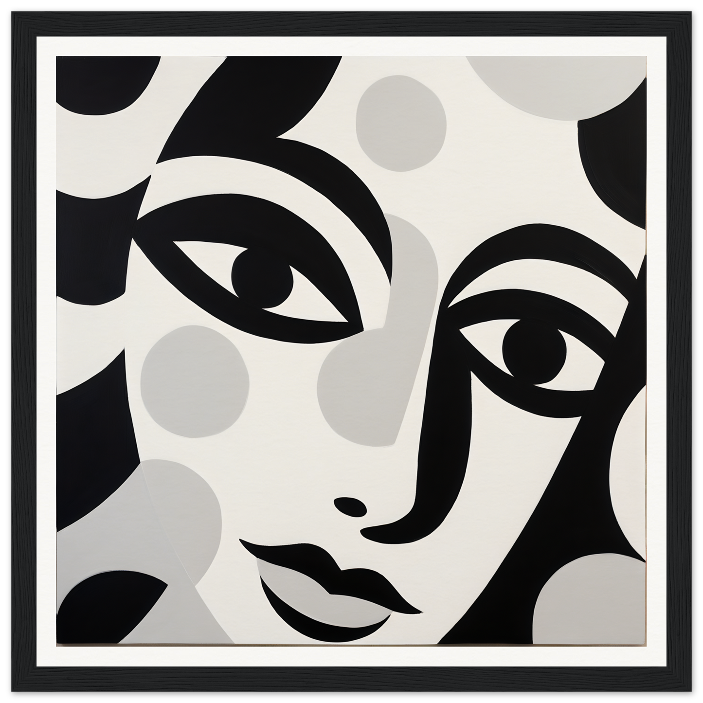 Abstract Black and White Portrait with Curved Lines in Mystic Visage Encounter Framed Poster Art