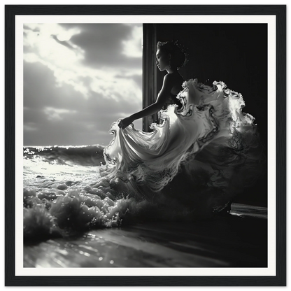 Flowing white dress in silhouette from Seas Dream Salutations special edition art™