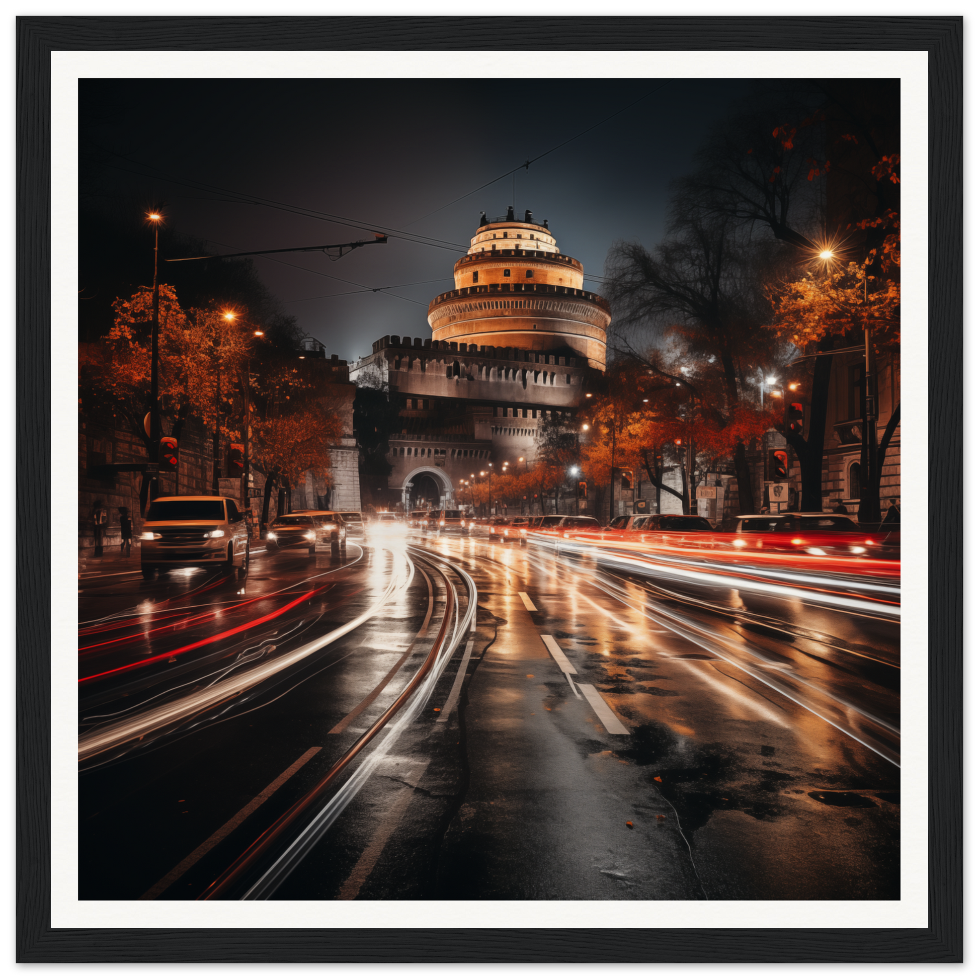 Illuminated domed building with tiered levels in Urban Time Lapse special edition art