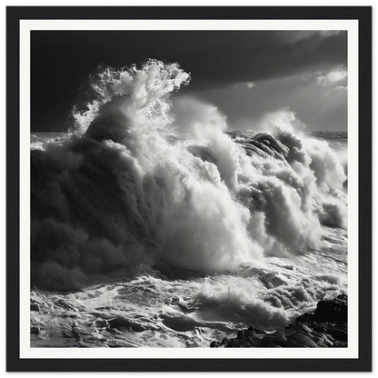 Powerful ocean wave crashing against rocks in Wave’s Celestial Rave Special Edition Art™