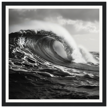 Powerful black and white ocean wave curling in Wave’s Eternal Dance special edition art™