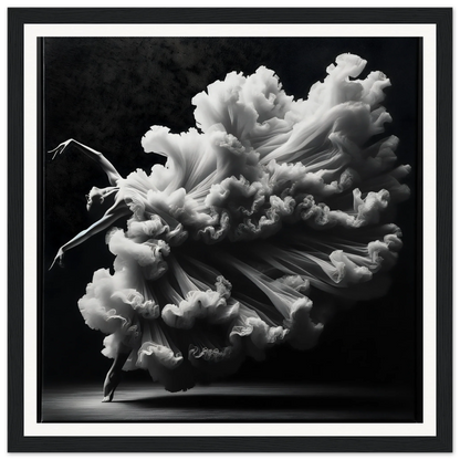 Dancer in flowing white dress creating cloud silhouette for Whirling Mystic Revelry art