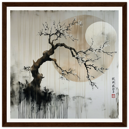 Twisted plum blossom branch with white flowers under full moon from Cosmic Serenade