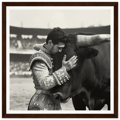 Matador shares a tender moment with a bull in Bull & Brave special edition art™