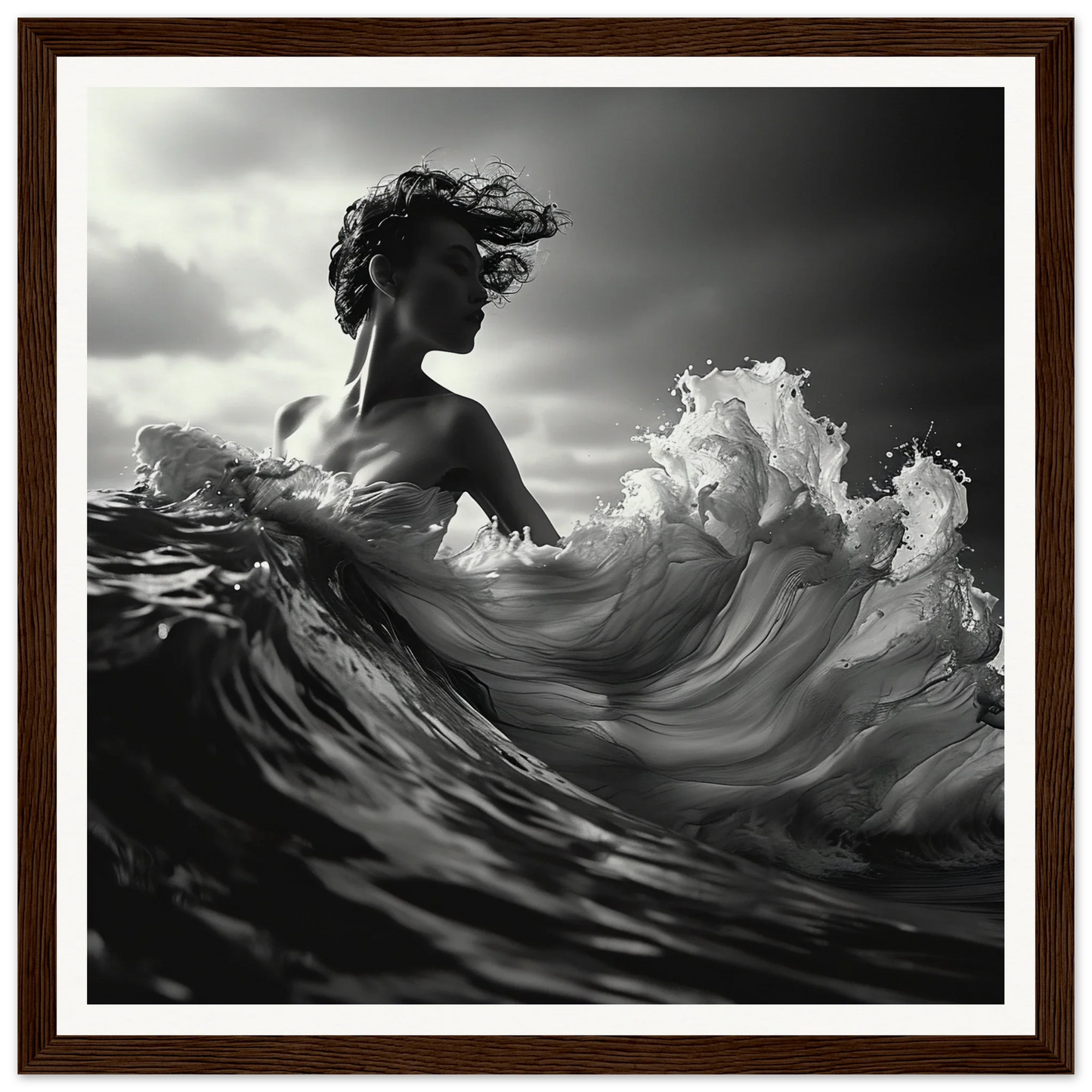 Silhouetted figure in wave represents Ebb Undulate Insights with timeless elegance