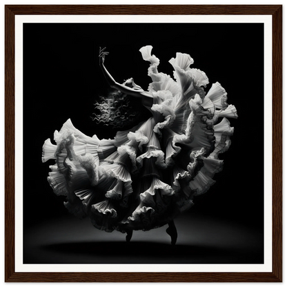 Flowing white fabric in a spiral design for Ecstatic Twirl Shadows framed posters