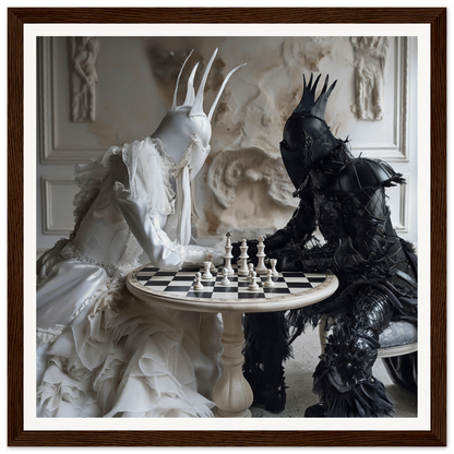 Two crowned figures in black and white playing chess from Ethereal Minds’ Duel