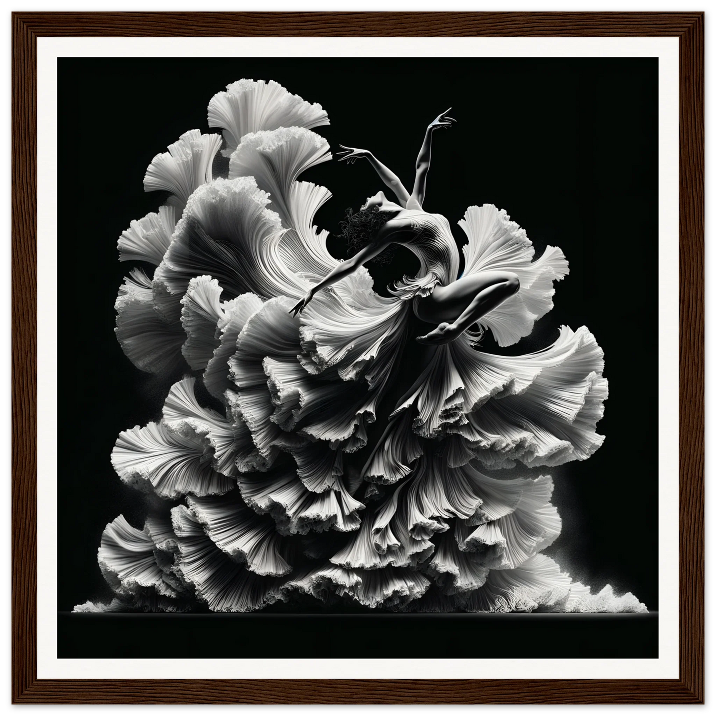 Delicate black and white carnation petals for Ethereal Motion Reverie special edition art™